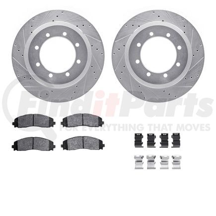 7412-54100 by DYNAMIC FRICTION COMPANY - Brake Rotor - Drilled & Slotted - Silver- HD Brake Pad - Hardware