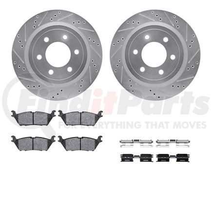 7412-54113 by DYNAMIC FRICTION COMPANY - Brake Rotor - Drilled & Slotted - Silver- HD Brake Pad - Hardware