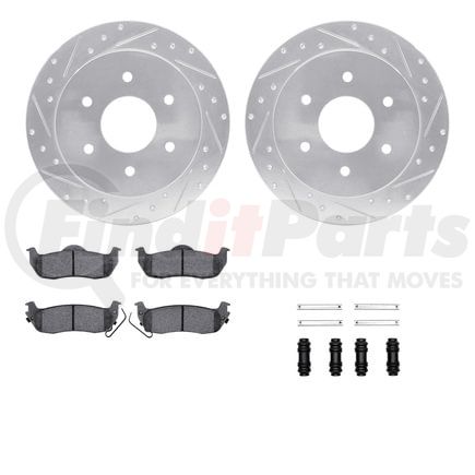 7412-67001 by DYNAMIC FRICTION COMPANY - Brake Rotor - Drilled & Slotted - Silver- HD Brake Pad - Hardware