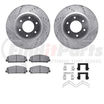 7412-67005 by DYNAMIC FRICTION COMPANY - Brake Rotor - Drilled & Slotted - Silver- HD Brake Pad - Hardware