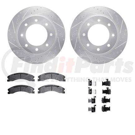 7412-67007 by DYNAMIC FRICTION COMPANY - Brake Rotor - Drilled & Slotted - Silver- HD Brake Pad - Hardware