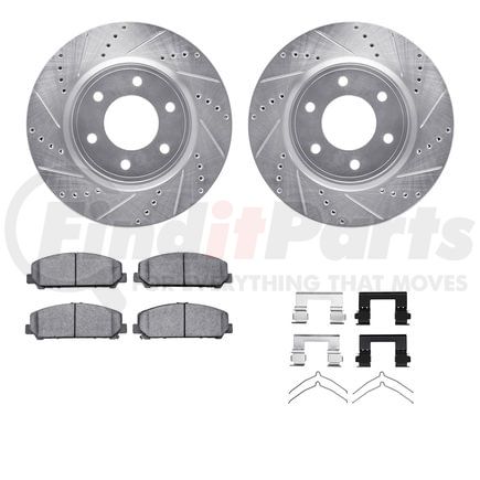 7412-68001 by DYNAMIC FRICTION COMPANY - Brake Rotor - Drilled & Slotted - Silver- HD Brake Pad - Hardware