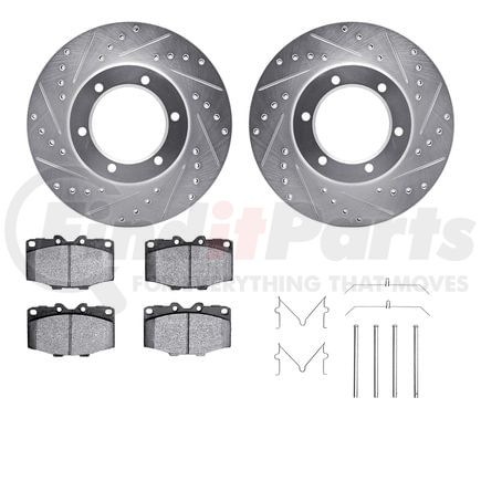 7412-76006 by DYNAMIC FRICTION COMPANY - Brake Rotor - Drilled & Slotted - Silver- HD Brake Pad - Hardware