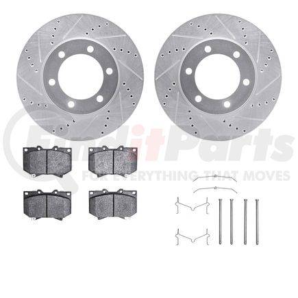 7412-76013 by DYNAMIC FRICTION COMPANY - Brake Rotor - Drilled & Slotted - Silver- HD Brake Pad - Hardware