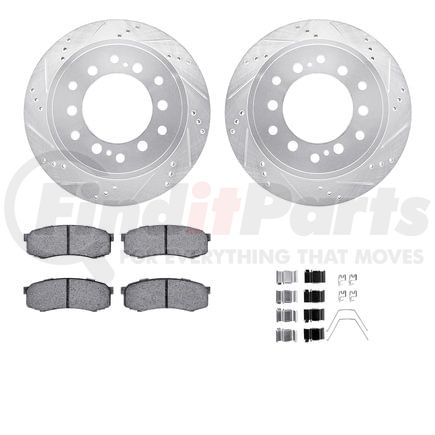 7412-76023 by DYNAMIC FRICTION COMPANY - Brake Rotor - Drilled & Slotted - Silver- HD Brake Pad - Hardware