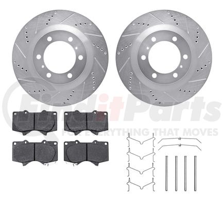 7412-76022 by DYNAMIC FRICTION COMPANY - Brake Rotor - Drilled & Slotted - Silver- HD Brake Pad - Hardware