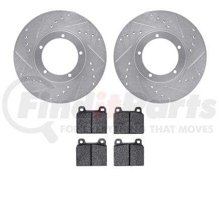 7502-02003 by DYNAMIC FRICTION COMPANY - Rotors-Drilled and Slotted-Silver with 5000 Advanced Brake Pads