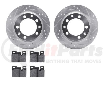 7502-02032 by DYNAMIC FRICTION COMPANY - Rotors-Drilled and Slotted-Silver with 5000 Advanced Brake Pads