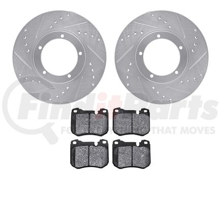 7502-02050 by DYNAMIC FRICTION COMPANY - Rotors-Drilled and Slotted-Silver with 5000 Advanced Brake Pads