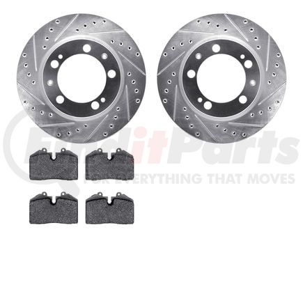 7502-02101 by DYNAMIC FRICTION COMPANY - Rotors-Drilled and Slotted-Silver with 5000 Advanced Brake Pads