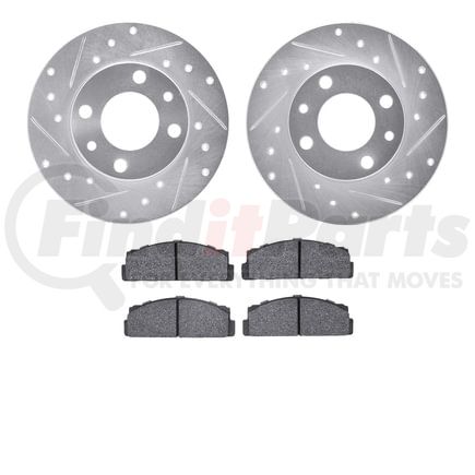 7502-07002 by DYNAMIC FRICTION COMPANY - Brake Rotor - Drilled & Slotted - Silver w/5000 Advanced Brake Pads