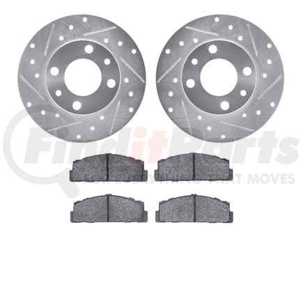 7502-07010 by DYNAMIC FRICTION COMPANY - Rotors-Drilled and Slotted-Silver with 5000 Advanced Brake Pads