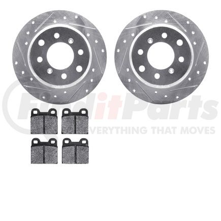 7502-16000 by DYNAMIC FRICTION COMPANY - Rotors-Drilled and Slotted-Silver with 5000 Advanced Brake Pads