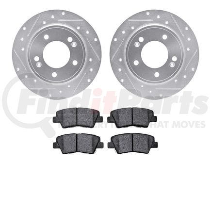 7502-21036 by DYNAMIC FRICTION COMPANY - Rotors-Drilled and Slotted-Silver with 5000 Advanced Brake Pads