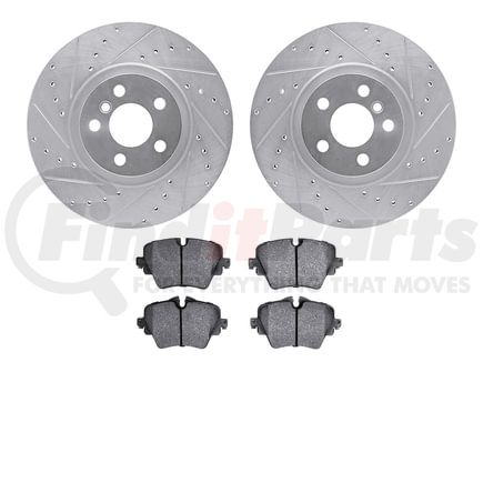 7502-31148 by DYNAMIC FRICTION COMPANY - Rotors-Drilled and Slotted-Silver with 5000 Advanced Brake Pads