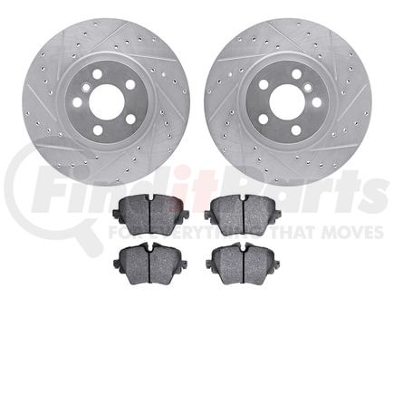 7502-31146 by DYNAMIC FRICTION COMPANY - Rotors-Drilled and Slotted-Silver with 5000 Advanced Brake Pads