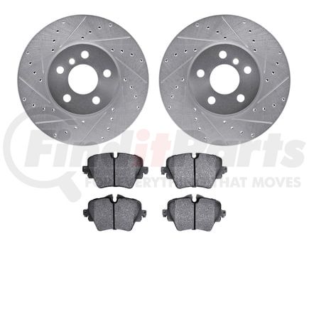 7502-32025 by DYNAMIC FRICTION COMPANY - Rotors-Drilled and Slotted-Silver with 5000 Advanced Brake Pads