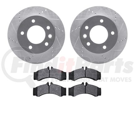 7502-40258 by DYNAMIC FRICTION COMPANY - Rotors-Drilled and Slotted-Silver with 5000 Advanced Brake Pads