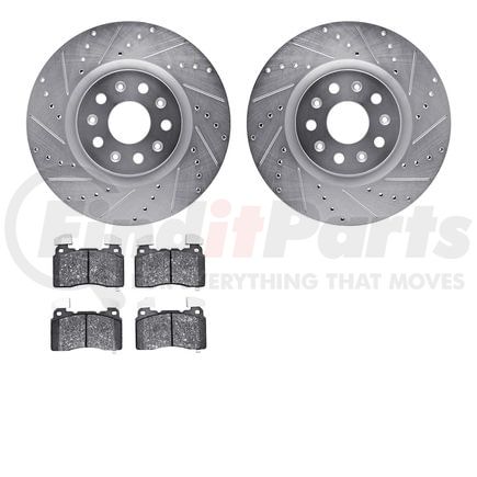 7502-46033 by DYNAMIC FRICTION COMPANY - Rotors-Drilled and Slotted-Silver with 5000 Advanced Brake Pads