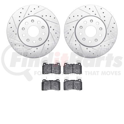 7502-46038 by DYNAMIC FRICTION COMPANY - Rotors-Drilled and Slotted-Silver with 5000 Advanced Brake Pads