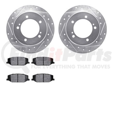 7502-47007 by DYNAMIC FRICTION COMPANY - Brake Rotor - Drilled & Slotted - Silver w/5000 Advanced Brake Pads