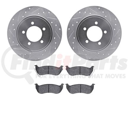 7502-54151 by DYNAMIC FRICTION COMPANY - Rotors-Drilled and Slotted-Silver with 5000 Advanced Brake Pads