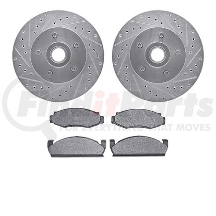 7502-55052 by DYNAMIC FRICTION COMPANY - Rotors-Drilled and Slotted-Silver with 5000 Advanced Brake Pads