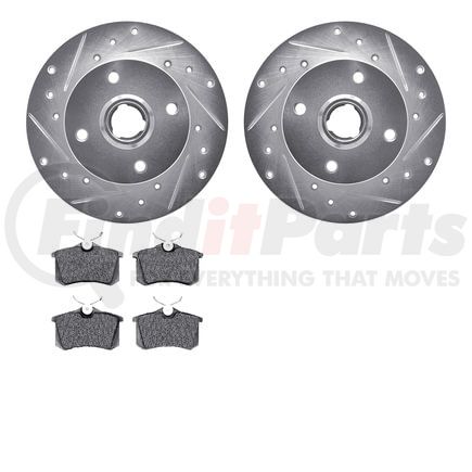 7502-74006 by DYNAMIC FRICTION COMPANY - Rotors-Drilled and Slotted-Silver with 5000 Advanced Brake Pads