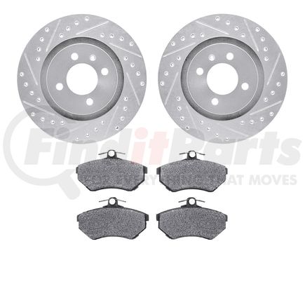 7502-74011 by DYNAMIC FRICTION COMPANY - Rotors-Drilled and Slotted-Silver with 5000 Advanced Brake Pads