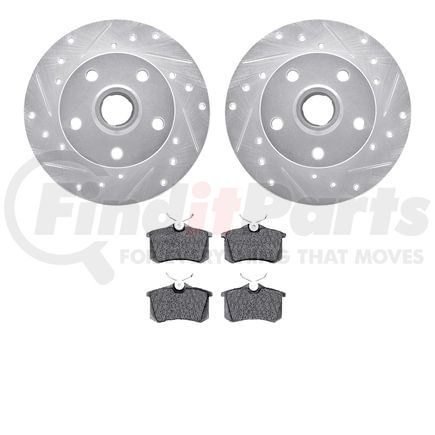 7502-74013 by DYNAMIC FRICTION COMPANY - Rotors-Drilled and Slotted-Silver with 5000 Advanced Brake Pads