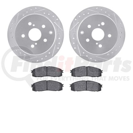 7502-76111 by DYNAMIC FRICTION COMPANY - Rotors-Drilled and Slotted-Silver with 5000 Advanced Brake Pads