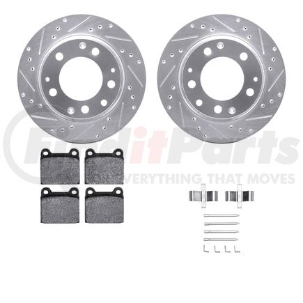 7512-02005 by DYNAMIC FRICTION COMPANY - Rotors-Drilled & Slotted-Silver w/ 5000 Advanced Brake Pads Incl Hdw