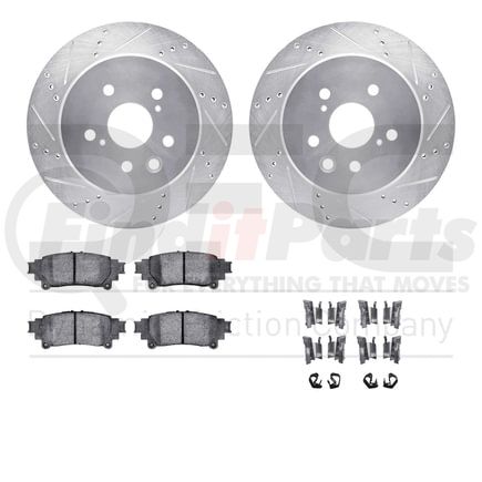 7512-75032 by DYNAMIC FRICTION COMPANY - Rotors-Drilled & Slotted-Silver w/ 5000 Advanced Brake Pads Incl Hdw