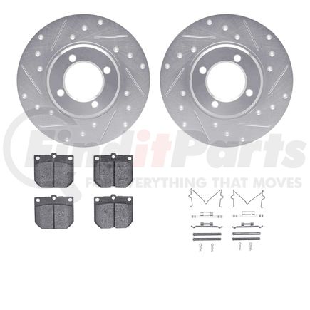 7512-76002 by DYNAMIC FRICTION COMPANY - Rotors-Drilled & Slotted-Silver w/ 5000 Advanced Brake Pads Incl Hdw