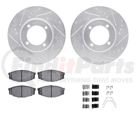 7512-76017 by DYNAMIC FRICTION COMPANY - Rotors-Drilled & Slotted-Silver w/ 5000 Advanced Brake Pads Incl Hdw