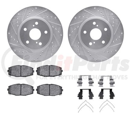 7512-76021 by DYNAMIC FRICTION COMPANY - Rotors-Drilled & Slotted-Silver w/ 5000 Advanced Brake Pads Incl Hdw