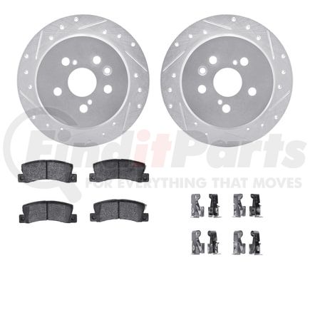 7512-76023 by DYNAMIC FRICTION COMPANY - Rotors-Drilled & Slotted-Silver w/ 5000 Advanced Brake Pads Incl Hdw
