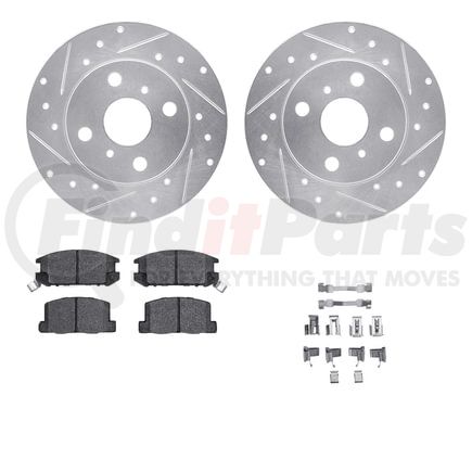 7512-76026 by DYNAMIC FRICTION COMPANY - Rotors-Drilled & Slotted-Silver w/ 5000 Advanced Brake Pads Incl Hdw