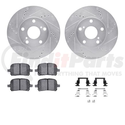 7512-76053 by DYNAMIC FRICTION COMPANY - Rotors-Drilled & Slotted-Silver w/ 5000 Advanced Brake Pads Incl Hdw