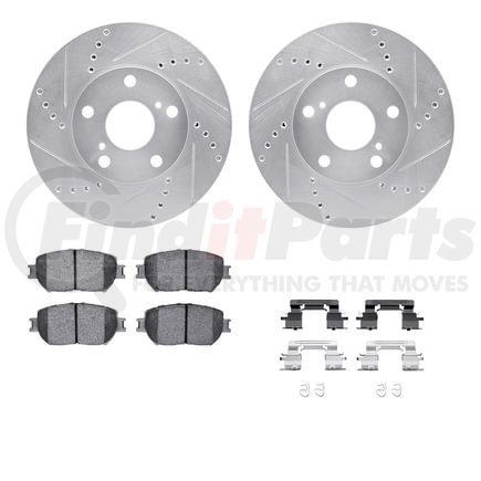 7512-76054 by DYNAMIC FRICTION COMPANY - Rotors-Drilled & Slotted-Silver w/ 5000 Advanced Brake Pads Incl Hdw
