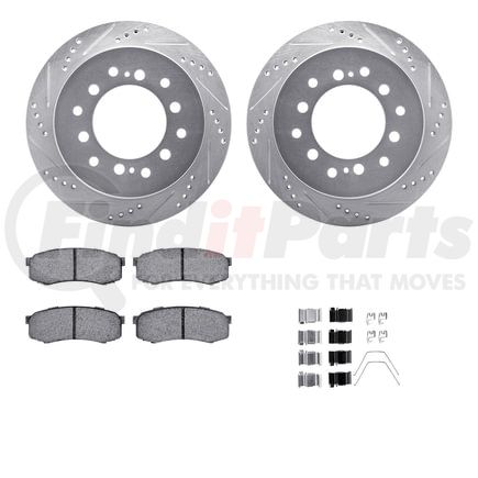 7512-76099 by DYNAMIC FRICTION COMPANY - Brake Rotor - Dimpled & Slotted - Silver w/5000 Brake Pads & HW Kit