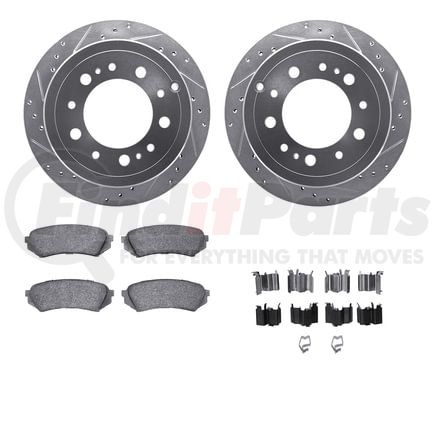 7512-76116 by DYNAMIC FRICTION COMPANY - Brake Rotor - Dimpled & Slotted - Silver w/5000 Brake Pads & HW Kit