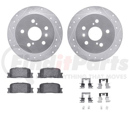 7512-76121 by DYNAMIC FRICTION COMPANY - Rotors-Drilled & Slotted-Silver w/ 5000 Advanced Brake Pads Incl Hdw