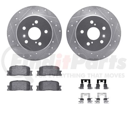 7512-76133 by DYNAMIC FRICTION COMPANY - Brake Rotor - Dimpled & Slotted - Silver w/5000 Brake Pads & HW Kit