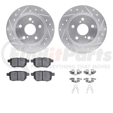 7512-76139 by DYNAMIC FRICTION COMPANY - Rotors-Drilled & Slotted-Silver w/ 5000 Advanced Brake Pads Incl Hdw