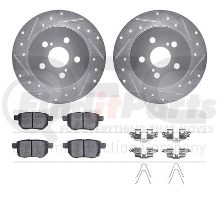 7512-76140 by DYNAMIC FRICTION COMPANY - Rotors-Drilled & Slotted-Silver w/ 5000 Advanced Brake Pads Incl Hdw