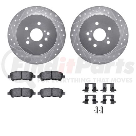 7512-76165 by DYNAMIC FRICTION COMPANY - Brake Rotor - Dimpled & Slotted - Silver w/5000 Brake Pads & HW Kit