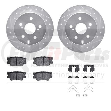 7512-76177 by DYNAMIC FRICTION COMPANY - Brake Rotor - Dimpled & Slotted - Silver w/5000 Brake Pads & HW Kit