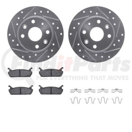 7512-80014 by DYNAMIC FRICTION COMPANY - Rotors-Drilled & Slotted-Silver w/ 5000 Advanced Brake Pads Incl Hdw