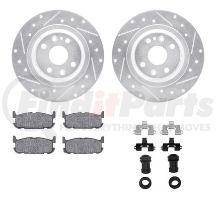 7512-80027 by DYNAMIC FRICTION COMPANY - Rotors-Drilled & Slotted-Silver w/ 5000 Advanced Brake Pads Incl Hdw